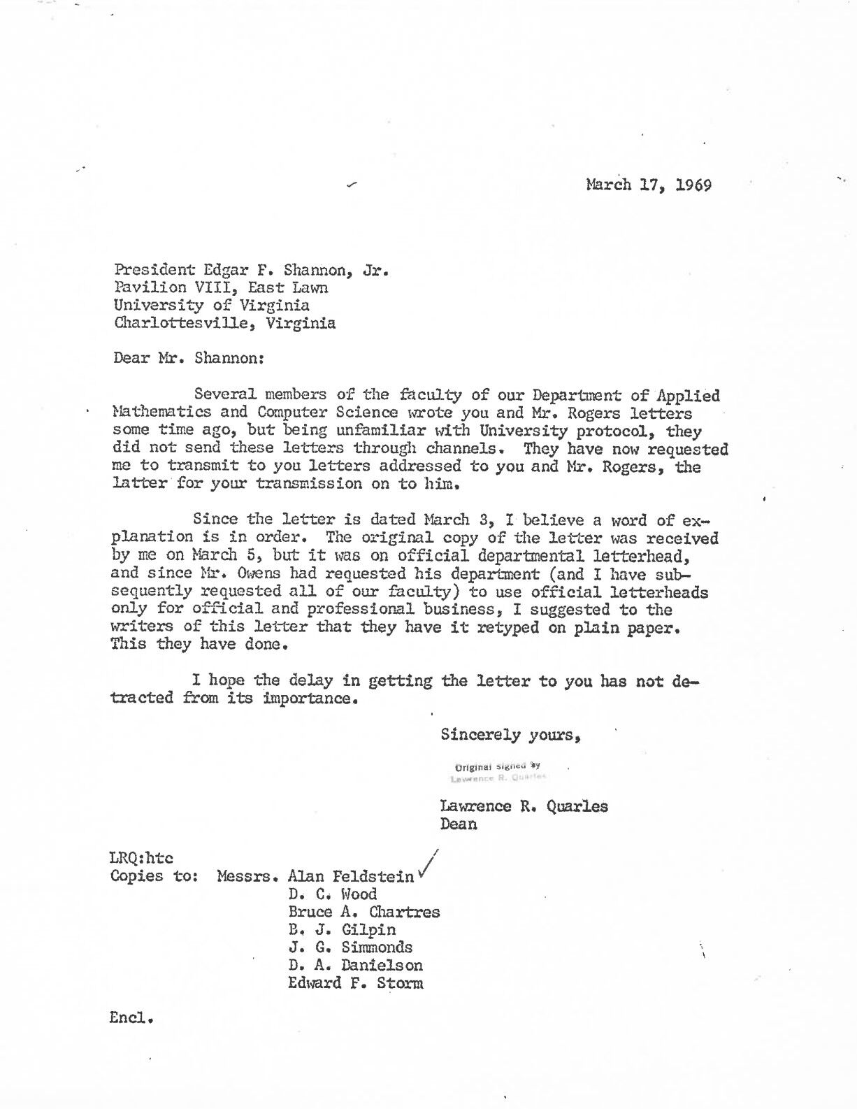 Quarles letter